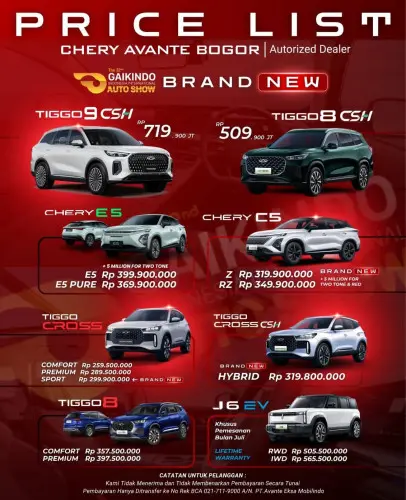 Pricelist Harga Chery bedahan 2025